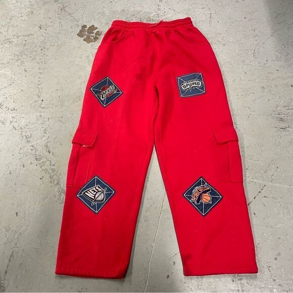 NBA Basketball Team Patch Red Sweatpants Size XL - Picture 1 of 10